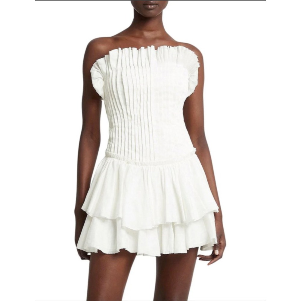 Aje White Strapless Mini Dress